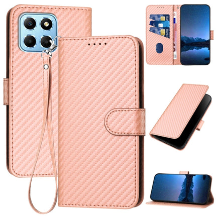 YX0070 Carbon Fiber Buckle Leather Phone Case with Lanyard, For Honor X40 5G / X9a 5G / Magic5 Lite, For Honor X8 5G, For Honor 70 Pro / 70 Pro+