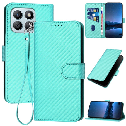 YX0070 Carbon Fiber Buckle Leather Phone Case with Lanyard, For Honor 200 Lite Global, For Honor X7b 5G, For Honor X8b