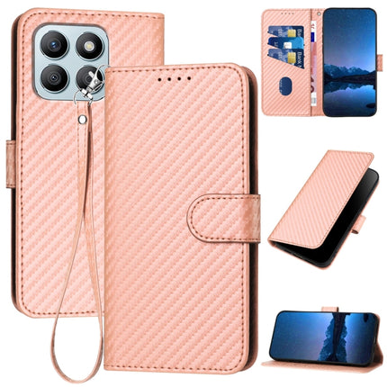 YX0070 Carbon Fiber Buckle Leather Phone Case with Lanyard, For Honor 200 Lite Global, For Honor X7b 5G, For Honor X8b