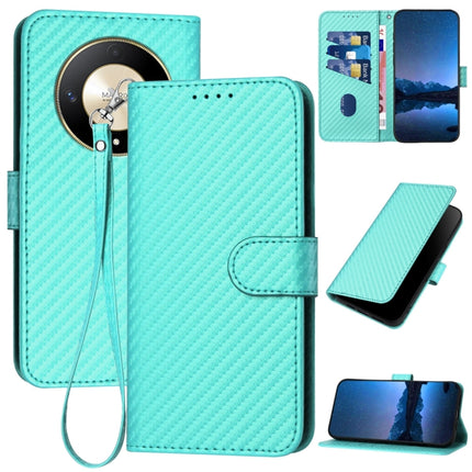 YX0070 Carbon Fiber Buckle Leather Phone Case with Lanyard, For Honor X9b, For Honor X50, For Honor X50i 5G / 90 Lite