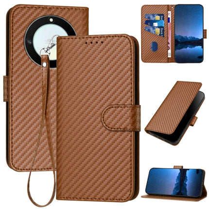 YX0070 Carbon Fiber Buckle Leather Phone Case with Lanyard, For Honor X40 5G / X9a 5G / Magic5 Lite, For Honor X8 5G, For Honor 70 Pro / 70 Pro+