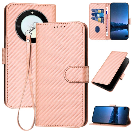 YX0070 Carbon Fiber Buckle Leather Phone Case with Lanyard, For Honor X40 5G / X9a 5G / Magic5 Lite, For Honor X8 5G, For Honor 70 Pro / 70 Pro+