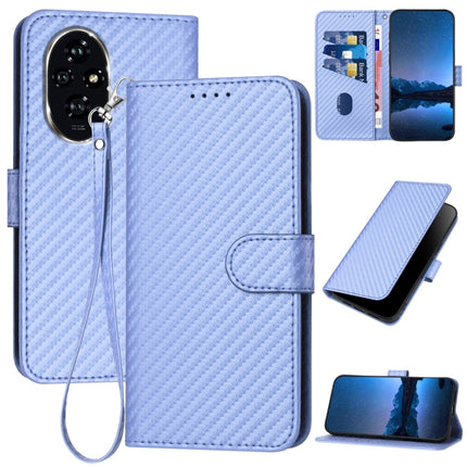 YX0070 Carbon Fiber Buckle Leather Phone Case with Lanyard, For Honor Magic7, For Honor 200, For Honor 200 Pro