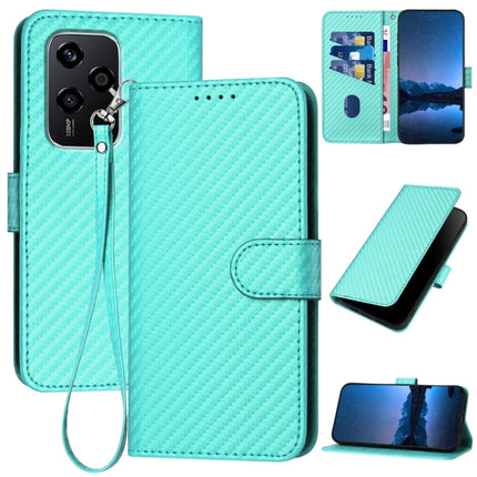 YX0070 Carbon Fiber Buckle Leather Phone Case with Lanyard, For Honor 200 Lite Global, For Honor X7b 5G, For Honor X8b