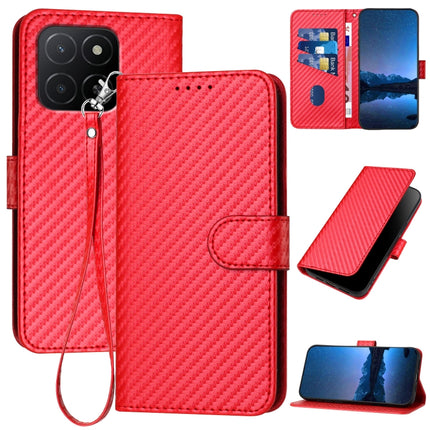 YX0070 Carbon Fiber Buckle Leather Phone Case with Lanyard, For Honor Play10 4G, For Honor X6c 4G / X5b / X5b Plus, For Honor GT Pro