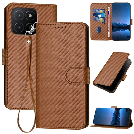 YX0070 Carbon Fiber Buckle Leather Phone Case with Lanyard, For Honor Play10 4G, For Honor X6c 4G / X5b / X5b Plus, For Honor GT Pro