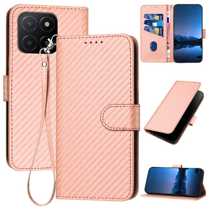 YX0070 Carbon Fiber Buckle Leather Phone Case with Lanyard, For Honor Play10 4G, For Honor X6c 4G / X5b / X5b Plus, For Honor GT Pro