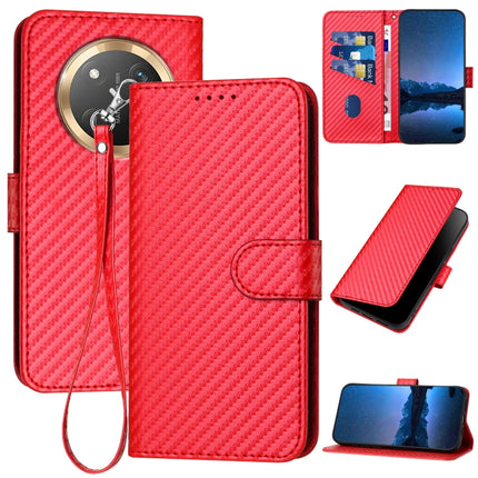 YX0070 Carbon Fiber Buckle Leather Phone Case with Lanyard, For Honor 300, For Honor X9c Global, For Honor Magic7 Pro