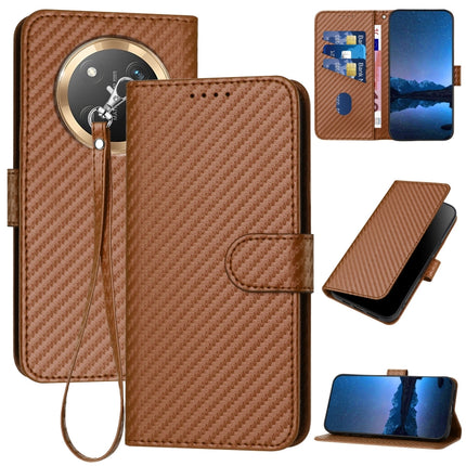 YX0070 Carbon Fiber Buckle Leather Phone Case with Lanyard, For Honor 300, For Honor X9c Global, For Honor Magic7 Pro