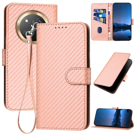 YX0070 Carbon Fiber Buckle Leather Phone Case with Lanyard, For Honor 300, For Honor X9c Global, For Honor Magic7 Pro