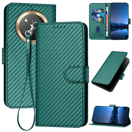 YX0070 Carbon Fiber Buckle Leather Phone Case with Lanyard, For Honor 300, For Honor X9c Global, For Honor Magic7 Pro
