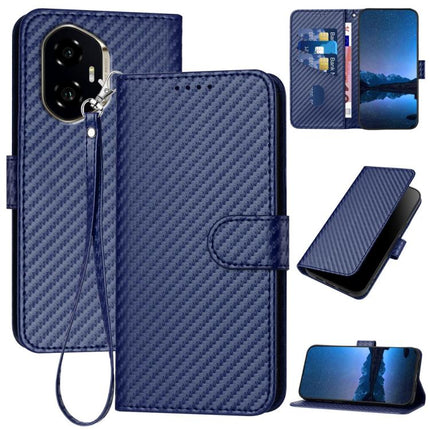 YX0070 Carbon Fiber Buckle Leather Phone Case with Lanyard, For Honor 300, For Honor X9c Global, For Honor Magic7 Pro