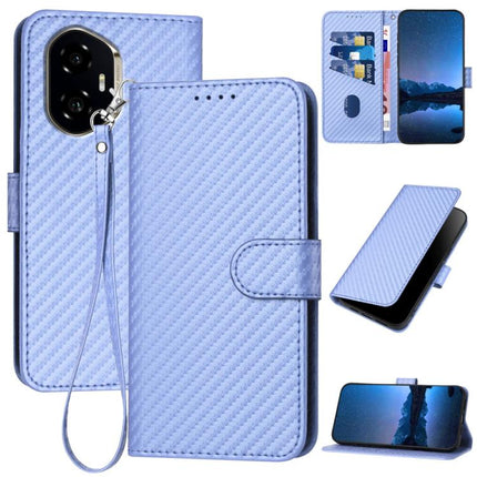 YX0070 Carbon Fiber Buckle Leather Phone Case with Lanyard, For Honor 300, For Honor X9c Global, For Honor Magic7 Pro