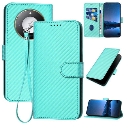 YX0070 Carbon Fiber Buckle Leather Phone Case with Lanyard, For Honor X8c 4G, For Honor X60 / X9c Smart, For Honor 300 Pro / 300 Ultra