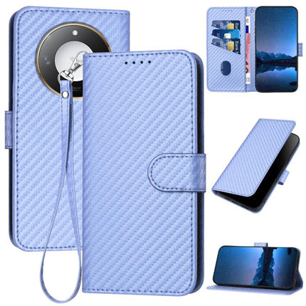 YX0070 Carbon Fiber Buckle Leather Phone Case with Lanyard, For Honor X8c 4G, For Honor X60 / X9c Smart, For Honor 300 Pro / 300 Ultra