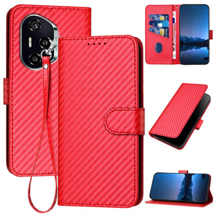 YX0070 Carbon Fiber Buckle Leather Phone Case with Lanyard, For Honor X60 GT, For Honor 400 Lite Global, For Honor 400 Global 156.5mm