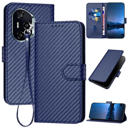 YX0070 Carbon Fiber Buckle Leather Phone Case with Lanyard, For Honor X60 GT, For Honor 400 Lite Global, For Honor 400 Global 156.5mm