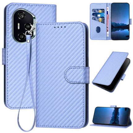 YX0070 Carbon Fiber Buckle Leather Phone Case with Lanyard, For Honor X60 GT, For Honor 400 Lite Global, For Honor 400 Global 156.5mm