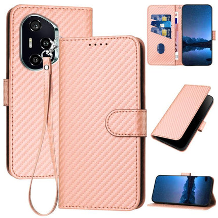YX0070 Carbon Fiber Buckle Leather Phone Case with Lanyard, For Honor X60 GT, For Honor 400 Lite Global, For Honor 400 Global 156.5mm