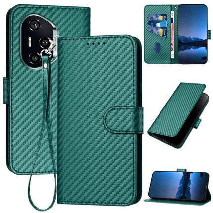 YX0070 Carbon Fiber Buckle Leather Phone Case with Lanyard, For Honor X60 GT, For Honor 400 Lite Global, For Honor 400 Global 156.5mm