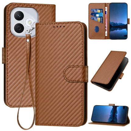 YX0070 Carbon Fiber Buckle Leather Phone Case with Lanyard, For Honor X60 GT, For Honor 400 Lite Global, For Honor 400 Global 156.5mm