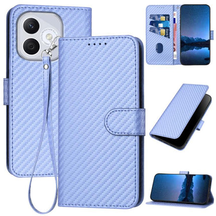 YX0070 Carbon Fiber Buckle Leather Phone Case with Lanyard, For Honor X60 GT, For Honor 400 Lite Global, For Honor 400 Global 156.5mm