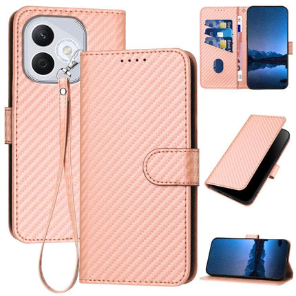 YX0070 Carbon Fiber Buckle Leather Phone Case with Lanyard, For Honor X60 GT, For Honor 400 Lite Global, For Honor 400 Global 156.5mm