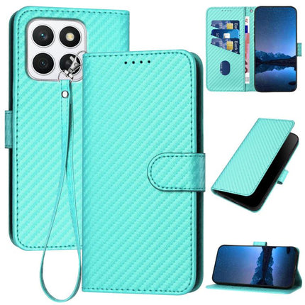 YX0070 Carbon Fiber Buckle Leather Phone Case with Lanyard, For Honor X8c 4G, For Honor X60 / X9c Smart, For Honor 300 Pro / 300 Ultra