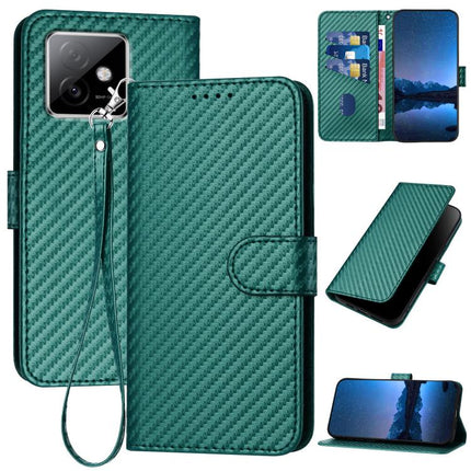 YX0070 Carbon Fiber Buckle Leather Phone Case with Lanyard, For Honor X60 GT, For Honor 400 Lite Global, For Honor 400 Global 156.5mm