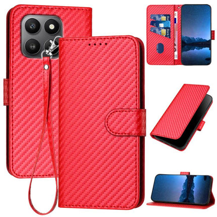 YX0070 Carbon Fiber Buckle Leather Phone Case with Lanyard, For Honor Magic8, For Honor X70 5G / X9d 5G, For Honor 400 Smart / X7d 4G / Play 10T 5G