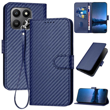 YX0070 Carbon Fiber Buckle Leather Phone Case with Lanyard, For Honor Magic8, For Honor X70 5G / X9d 5G, For Honor 400 Smart / X7d 4G / Play 10T 5G