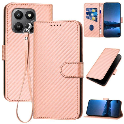 YX0070 Carbon Fiber Buckle Leather Phone Case with Lanyard, For Honor Magic8, For Honor X70 5G / X9d 5G, For Honor 400 Smart / X7d 4G / Play 10T 5G