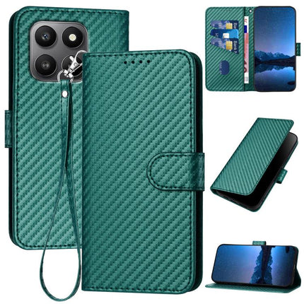 YX0070 Carbon Fiber Buckle Leather Phone Case with Lanyard, For Honor Magic8, For Honor X70 5G / X9d 5G, For Honor 400 Smart / X7d 4G / Play 10T 5G