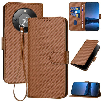 YX0070 Carbon Fiber Buckle Leather Phone Case with Lanyard, For Honor Magic8, For Honor X70 5G / X9d 5G, For Honor 400 Smart / X7d 4G / Play 10T 5G