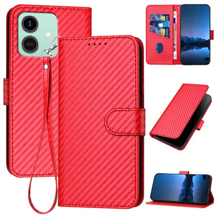 YX0070 Carbon Fiber Buckle Leather Phone Case with Lanyard, For Honor Play10 4G, For Honor X6c 4G / X5b / X5b Plus, For Honor GT Pro