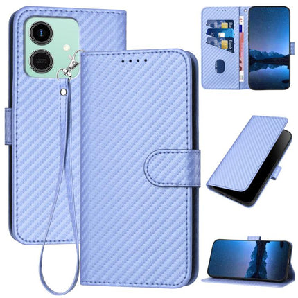 YX0070 Carbon Fiber Buckle Leather Phone Case with Lanyard, For Honor Play10 4G, For Honor X6c 4G / X5b / X5b Plus, For Honor GT Pro