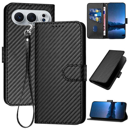 YX0070 Carbon Fiber Buckle Leather Phone Case with Lanyard, For Honor 500 / 500 Pro Global 155.8mm, For Honor X5c 4G / X5c Plus, For Honor Magic8 Pro