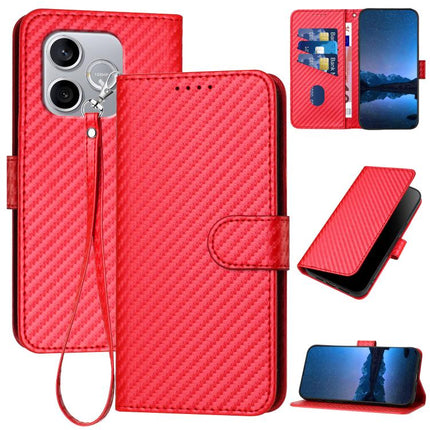 YX0070 Carbon Fiber Buckle Leather Phone Case with Lanyard, For Honor 600 Lite Global, For Honor X8d 4G, For Honor Play 60A 5G
