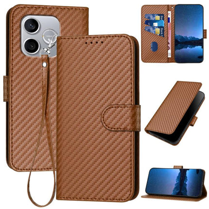 YX0070 Carbon Fiber Buckle Leather Phone Case with Lanyard, For Honor 600 Lite Global, For Honor X8d 4G, For Honor Play 60A 5G