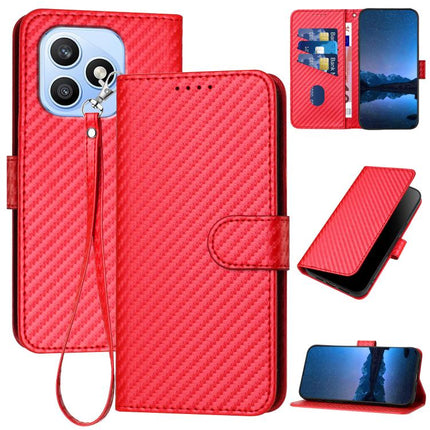 YX0070 Carbon Fiber Buckle Leather Phone Case with Lanyard, For Honor 600 Lite Global, For Honor X8d 4G, For Honor Play 60A 5G