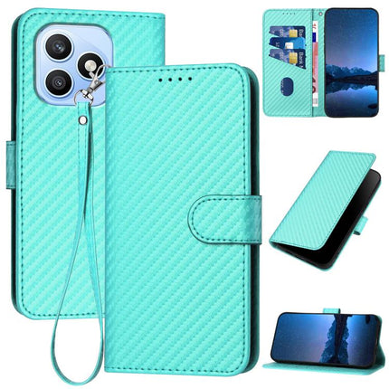 YX0070 Carbon Fiber Buckle Leather Phone Case with Lanyard, For Honor 600 Lite Global, For Honor X8d 4G, For Honor Play 60A 5G