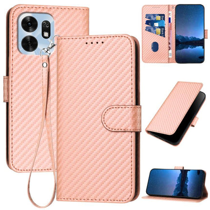 YX0070 Carbon Fiber Buckle Leather Phone Case with Lanyard, For Honor 600 Lite Global, For Honor X8d 4G, For Honor Play 60A 5G