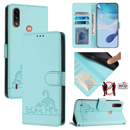 Cat Rat Embossed Pattern RFID Leather Phone Case with Lanyard, For Motorola Moto G60/G40 Fusion, For Motorola Moto G30/G10/G20, For Motorola Moto G10 Power, For Motorola Moto E7 Power