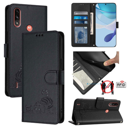 Cat Rat Embossed Pattern RFID Leather Phone Case with Lanyard, For Motorola Moto G60/G40 Fusion, For Motorola Moto G30/G10/G20, For Motorola Moto G10 Power, For Motorola Moto E7 Power