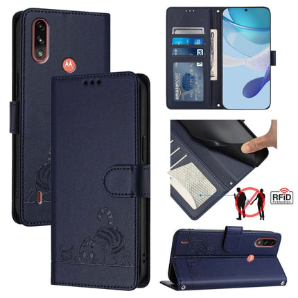 Cat Rat Embossed Pattern RFID Leather Phone Case with Lanyard, For Motorola Moto G60/G40 Fusion, For Motorola Moto G30/G10/G20, For Motorola Moto G10 Power, For Motorola Moto E7 Power