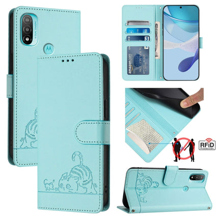 Cat Rat Embossed Pattern RFID Leather Phone Case with Lanyard, For Motorola Edge S30/Moto G200 5G, For Motorola Moto G Stylus 2022 4G, For Motorola Moto E20/E30/E40, For Motorola Moto G51 5G