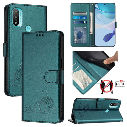 Cat Rat Embossed Pattern RFID Leather Phone Case with Lanyard, For Motorola Edge S30/Moto G200 5G, For Motorola Moto G Stylus 2022 4G, For Motorola Moto E20/E30/E40, For Motorola Moto G51 5G