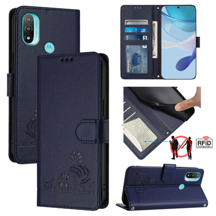 Cat Rat Embossed Pattern RFID Leather Phone Case with Lanyard, For Motorola Edge S30/Moto G200 5G, For Motorola Moto G Stylus 2022 4G, For Motorola Moto E20/E30/E40, For Motorola Moto G51 5G