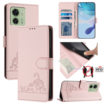 Cat Rat Embossed Pattern RFID Leather Phone Case with Lanyard, For Motorola Moto G Stylus 2023 4G, For Motorola Edge 40 5G Global, For Motorola Moto G Power 2023, For Motorola Moto G Stylus 5G 2023