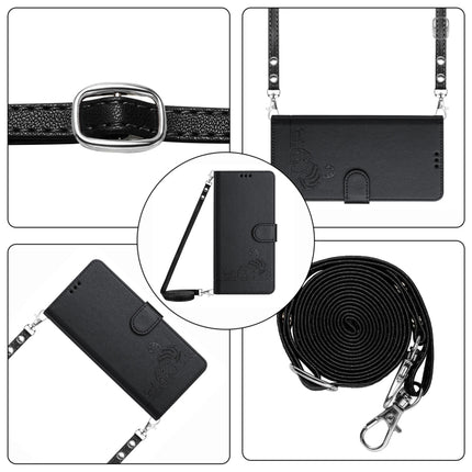 Cat Rat Embossed Pattern RFID Leather Phone Case with Lanyard, For Motorola Edge 5G UW 2022, For Motorola Edge 2022, For Motorola Moto G62 5G India, For Motorola Moto X30 Pro 5G